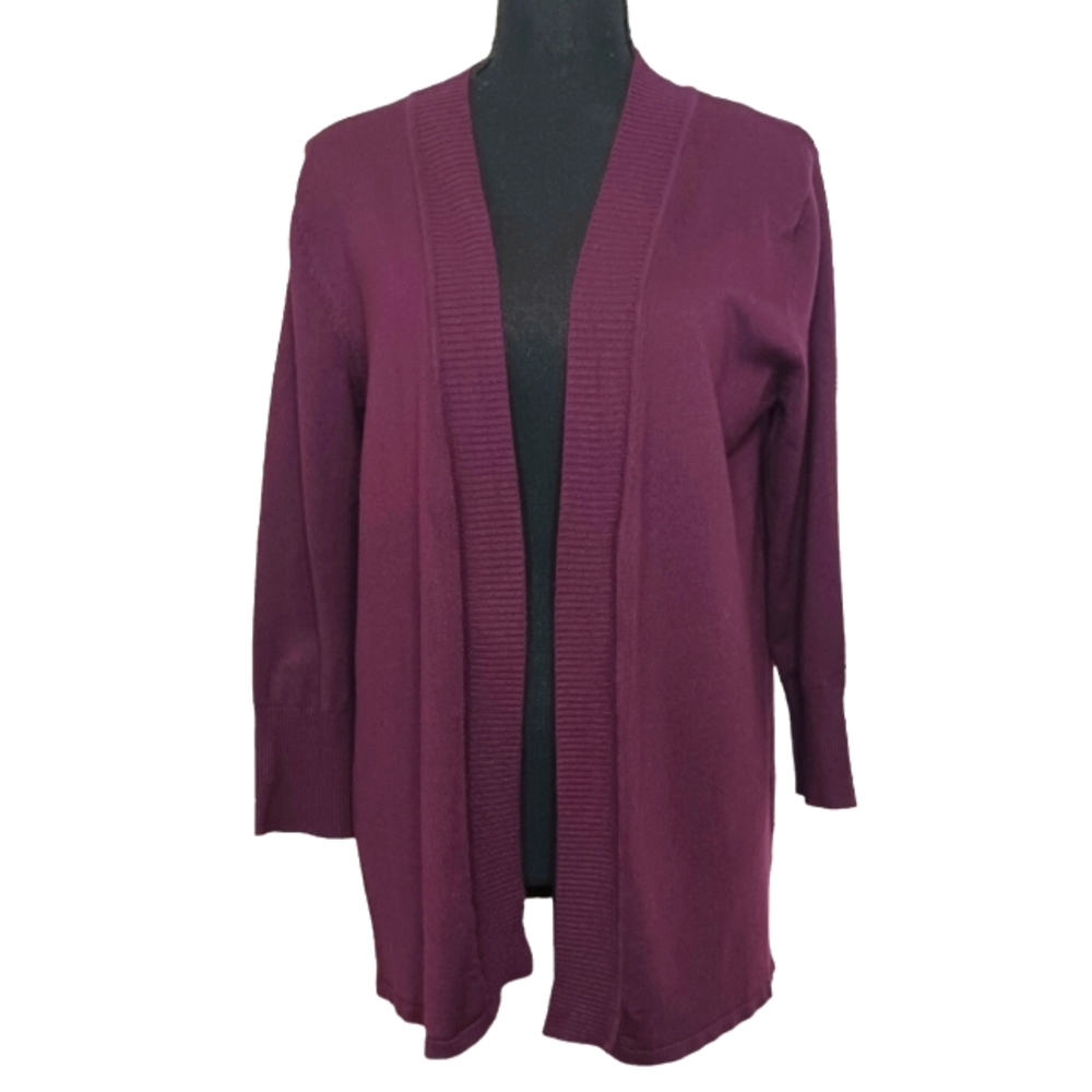Grace Open Front Cardigan Sweater Women's Sz Medium Burgundy